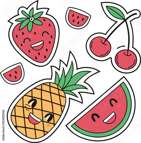 fresh tropical fruit slice vector set collection art