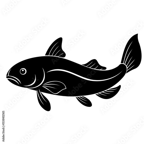 Elegant Black and White Fish Illustration  A Stylish Aquatic Design