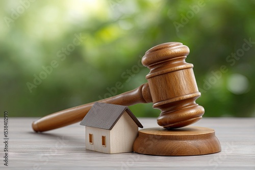 Gavel resting on a house likely representing foreclosure