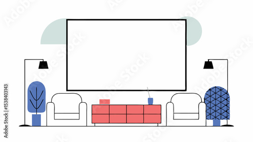 Modern Living Room Interior Design with Blank Wall