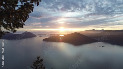 Sunrise Over Coastal Mountain Lake in British Columbia