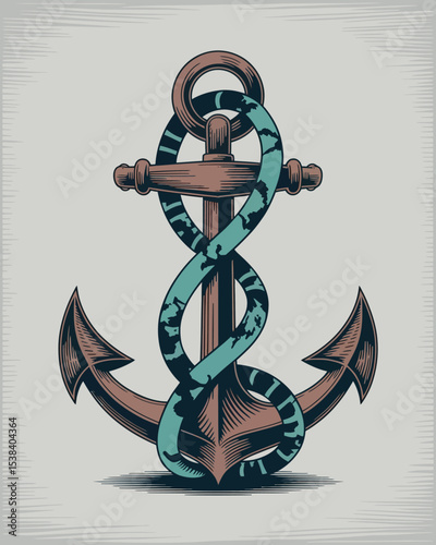 Day of the Seafarer Nautical Anchor Illustration with Rope