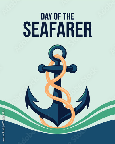 Day of the Seafarer Nautical Anchor Illustration with Rope