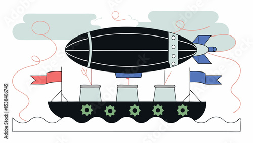 Airship and Steamship A Retro Futuristic Seafaring Adventure