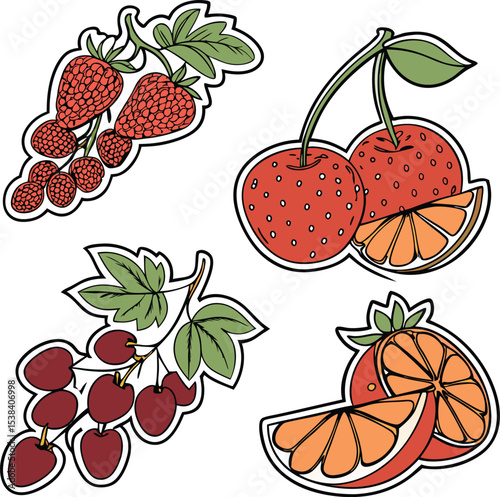 fresh tropical fruit slice vector set collection art