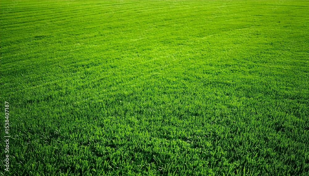 Fototapeta premium Wide format background image of green carpet of neatly trimmed grass. Beautiful grass textur.jpg