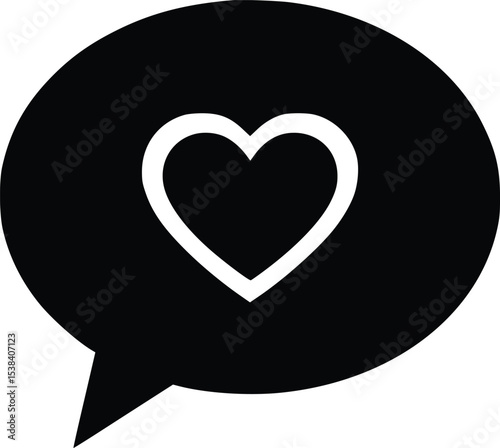 Heart Speech Bubble Silhouette - Loving Message Icon