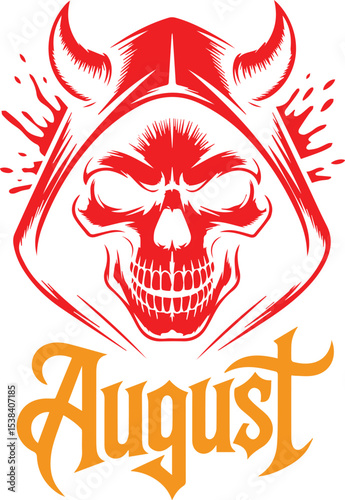 Skull and August Gothic T-Shirt Design