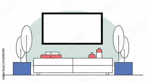 Minimalist Living Room Interior Design with Blank TV Screen