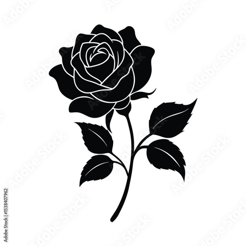 Vintage rose flower vector silhouette