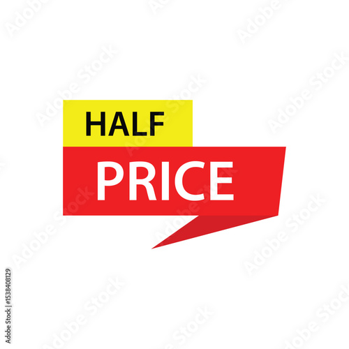Vector illustration of half price tag. Half price tag.
