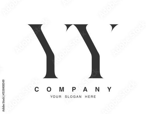 YY logo design. Initial letter y and y serif font style. Creative classic company name typography. Trendy logotype or identity.