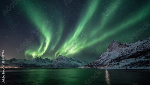 Aurora pulses through icy winds across forgotten primeval night