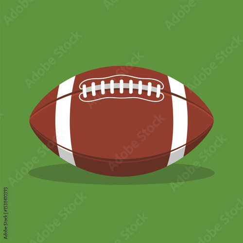 American football illustration on green background vector graphic depicting a classic gridiron game ball perfect for sports themed designs and educational materials