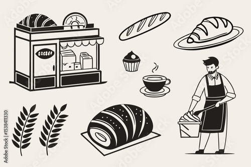 bakery icon set