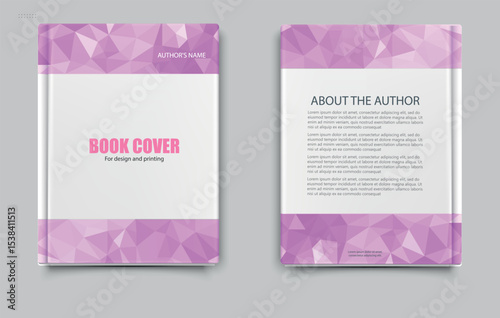 Modern Pink Geometric Book Cover Template for Authors. Includes front and back layout with editable text areas.