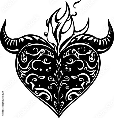 Floral Heart Vector Design, Decorative Heart Silhouette Art, Elegant Heart Frame Vector, Vintage Floral Heart Illustration, Romantic Heart Ornament Vector, Black Ornamental Heart Design, Baroque Heart