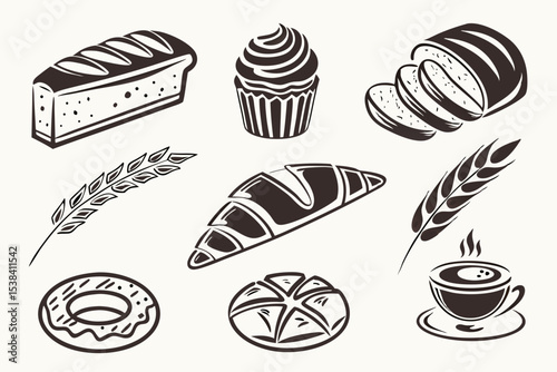set of bakery products