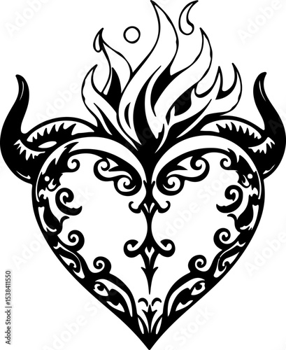 Floral Heart Vector Design, Decorative Heart Silhouette Art, Elegant Heart Frame Vector, Vintage Floral Heart Illustration, Romantic Heart Ornament Vector, Black Ornamental Heart Design, Baroque Heart