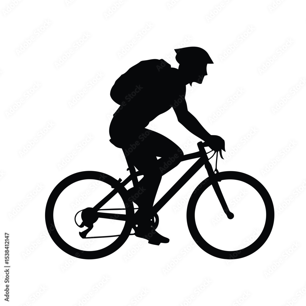 Fototapeta premium Silhouette of Cyclist Riding Mountain Bike Adventure, Sport, and Freedom