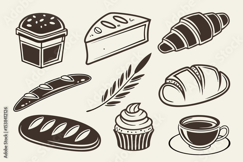 vector set of bread