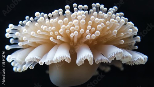 Close-up view of a delicate jellyfish showcasing its translucent body and flowing tentacles