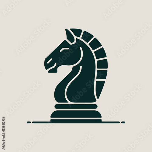 Elegant vector illustration of a knight chess piece on a cream background for design and strategic concepts
