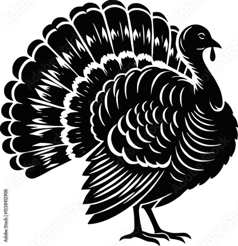 Silhouette turkey bird isolated vector art on white background