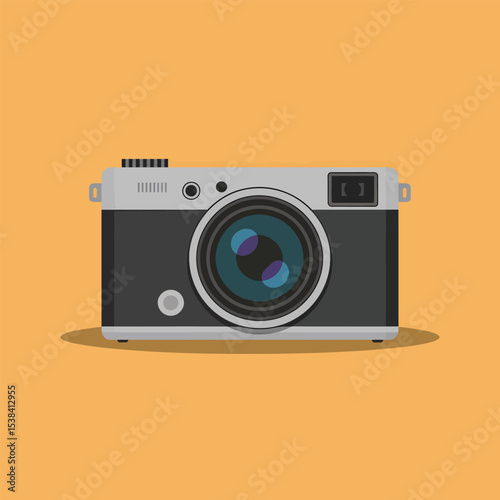 Flat design camera on yellow background vector illustration for photography and design projects perfect for creative content