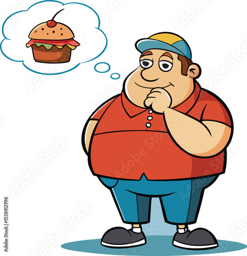 : Overweight Man Dreaming of Fast Foo