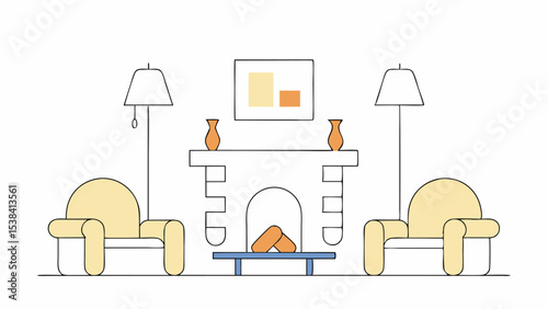Cozy Living Room with Fireplace and Armchairs