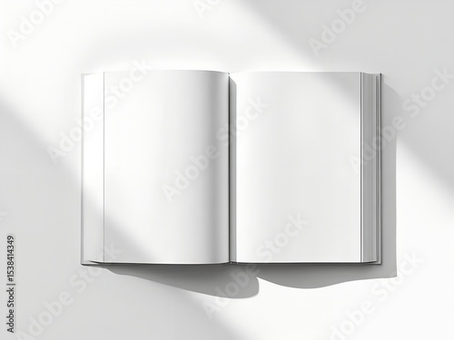 Open blank book mockup with clean pages on white background