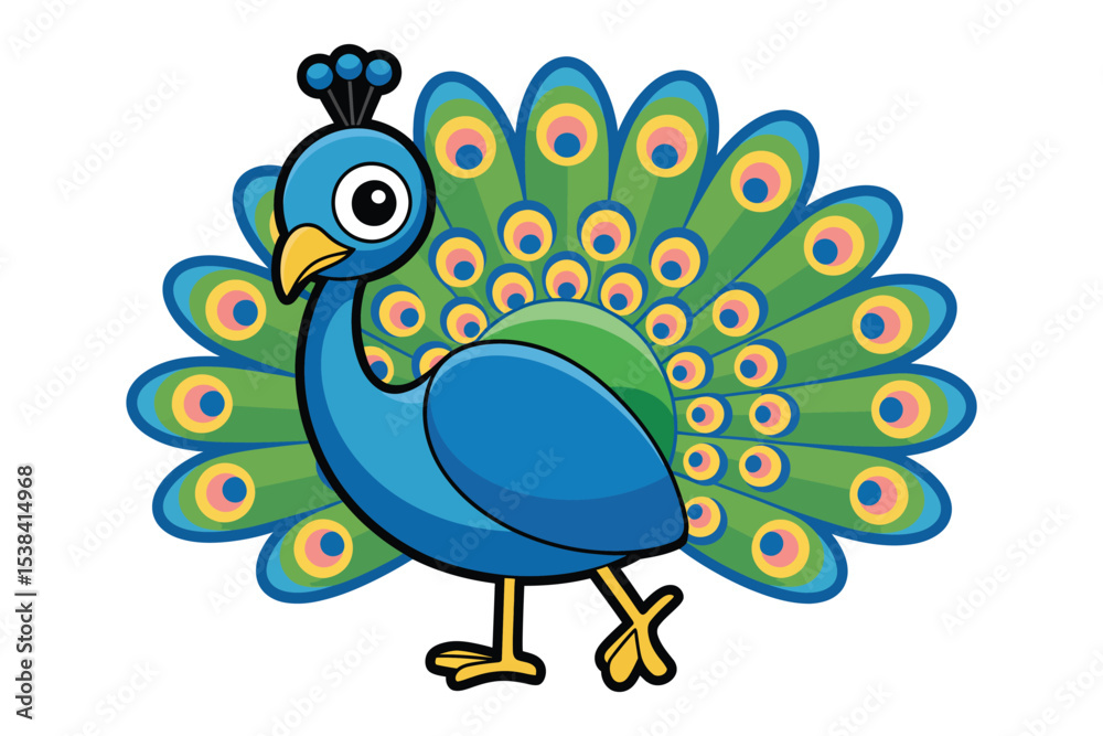 Fototapeta premium Elegant Peacock in Decorative Vector Style