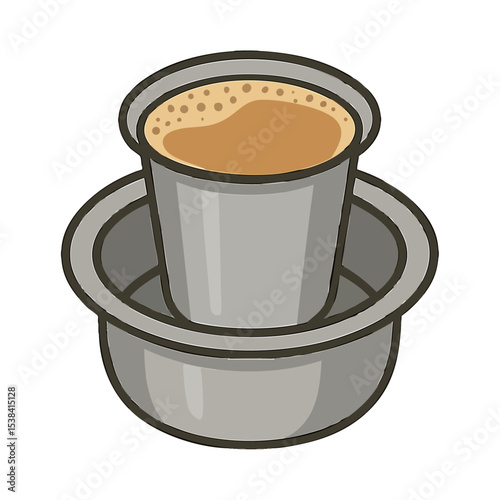 South Indian Filter Coffee Vector Isolated on Transparent PNG Background