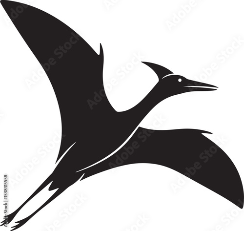 Flying pterosaur icon prehistoric reptile winged creature