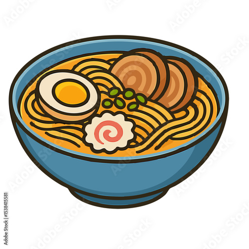 Japanese Ramen Bowl Vector Isolated on Transparent PNG Background