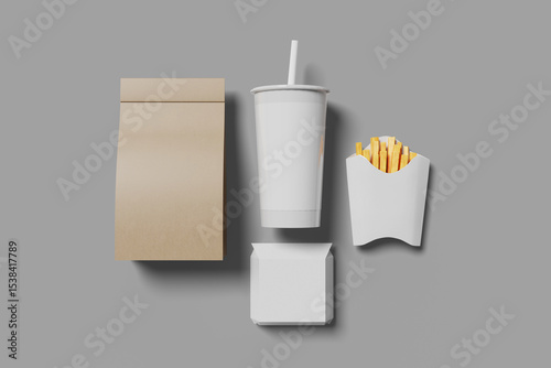 Minimalist Fast Food Packaging Mockup for Visual Branding