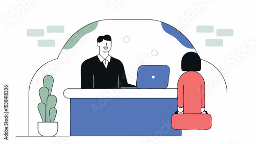 Woman Checking In at Hotel Reception