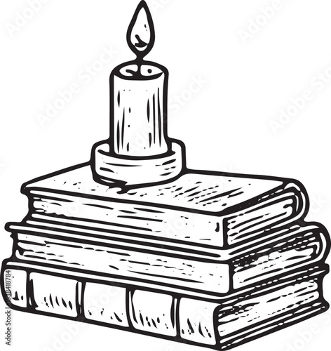 Charming sketch of stacked books, ideal for library, education, or literary design projects, perfect for bookcore themes, stationery, and cozy home decor illustrations
