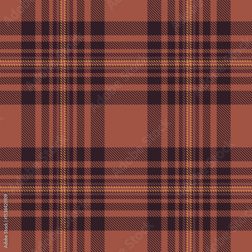 Painting seamless check background, colourful vector fabric pattern. Improvement plaid tartan texture textile in red and dark colors.