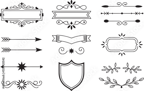 Vintage Decorative Text Dividers, Banners, and Arrow Elements Set