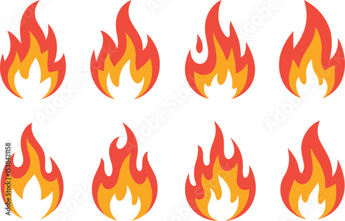Vibrant Fire Flame Icons Set for Design Elements
