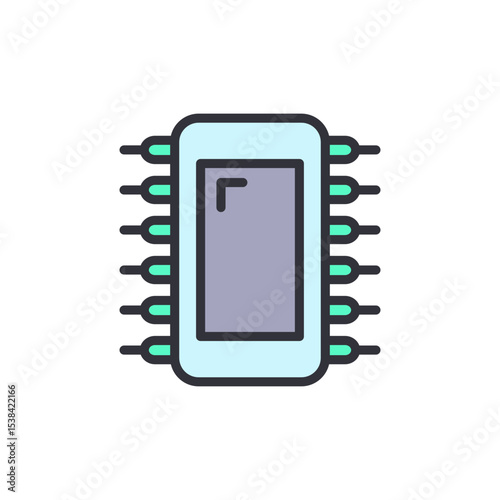 Stylized Isolated Illustration Of Microchip With Transparent Background
