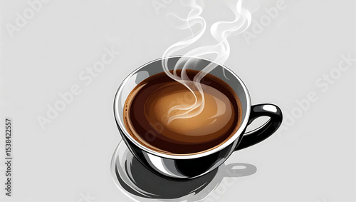 A hot cup of coffee with milk, a morning breakfast beverage