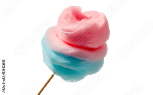 Pink and blue cotton candy on a stick