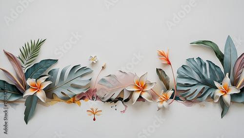 Pastel tone floral lines, vector style illustration.