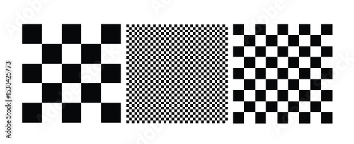 Trendy checkered pattern black and white tiled grid funky geometric chessboard texture retro
