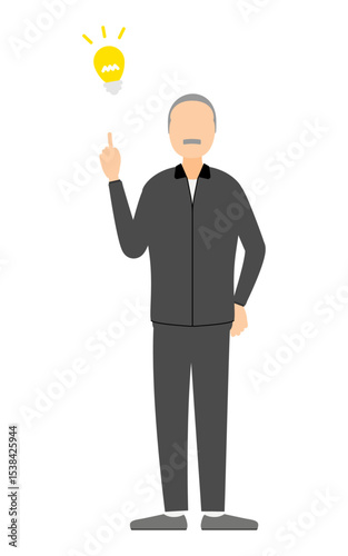 Illustration of a senior man in a jersey in an inspirational pose
