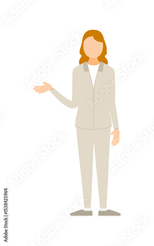 Vector illustration of a senior woman in jersey speaking with gestures