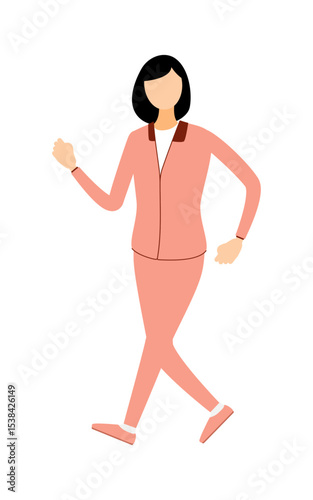 Vector illustration of a woman in jersey walking with waving arms